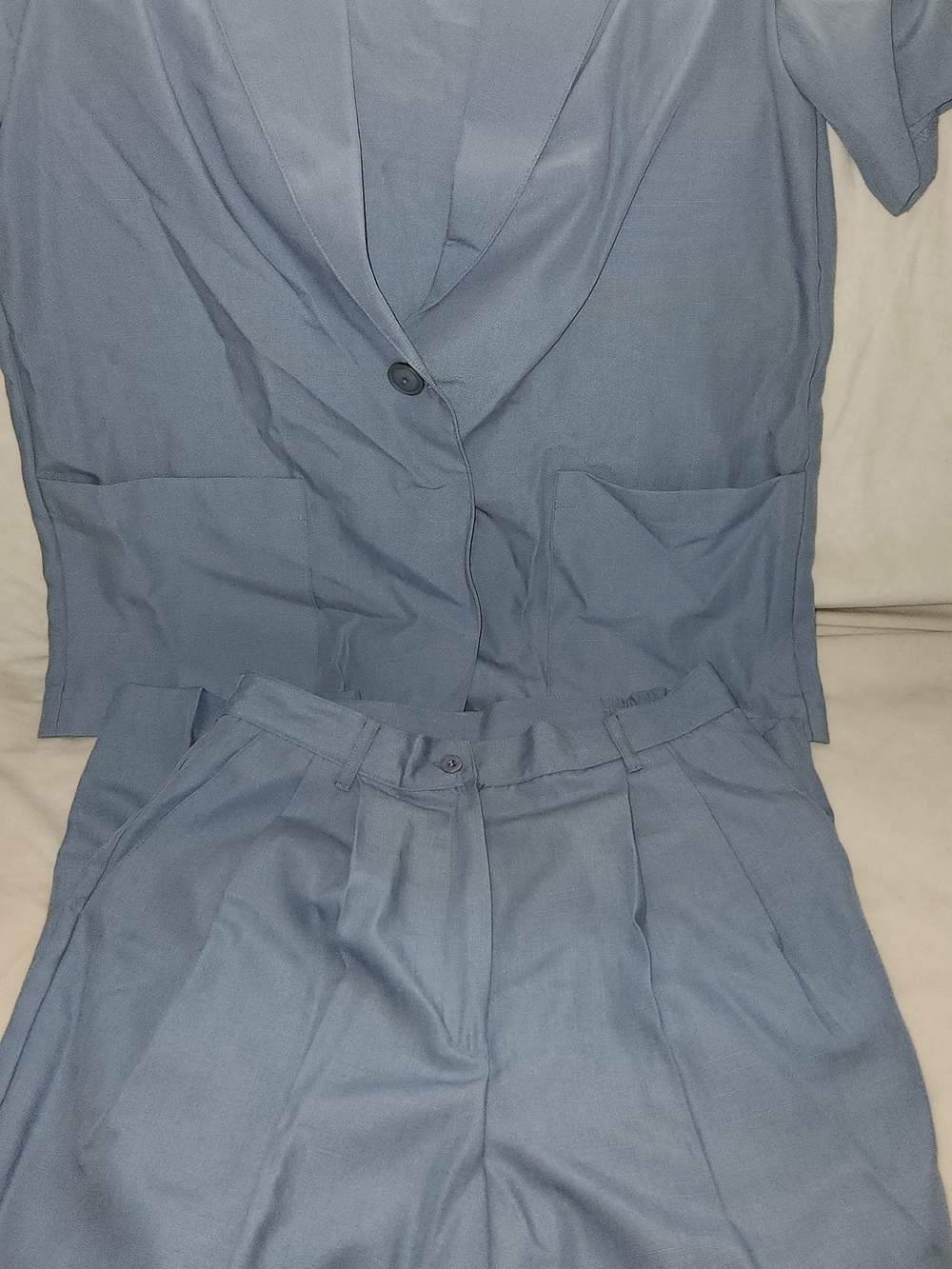 Women's Light Blue Tailored Suit Pants & Jacket Set Size 14 Jacket 12 Pants